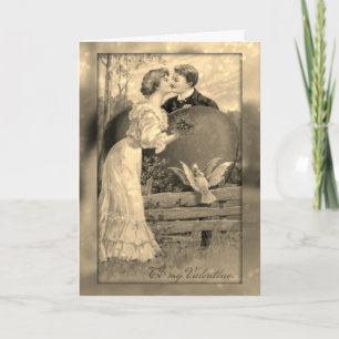 Cartão De Festividades Valentine Kiss - Vintage Valentine Card