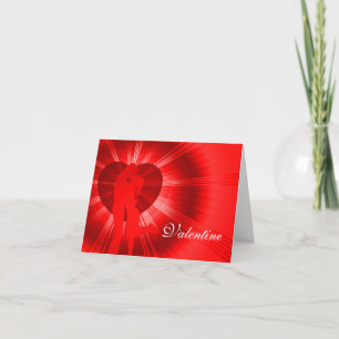 Cartão De Festividades Valentine kissing couple red glow card