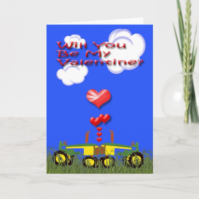 Cartão De Festividades Valentine Kissing Tractors Card (Frente)