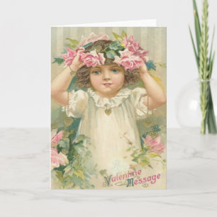 Cartão De Festividades Valentine Message Girl With Flowers Cards, Gifts