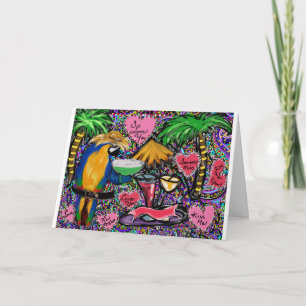 Cartão De Festividades Valentine Party Parrot