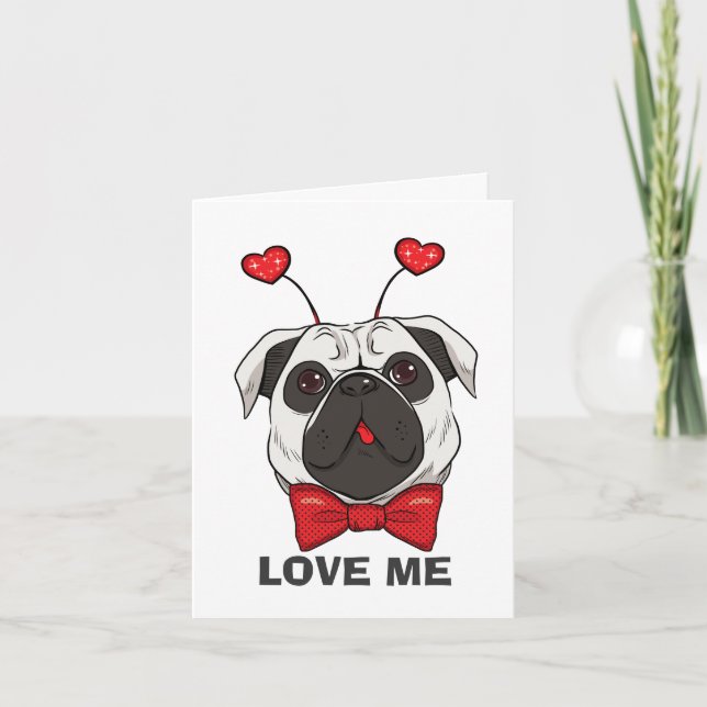 Cartão De Festividades Valentine Pug Dog Card (Frente)