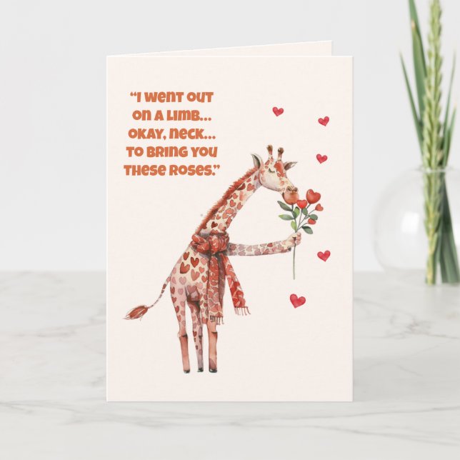 Cartão De Festividades Valentine’s Day Giraffe Couple Card – Cute & Funny (Frente)