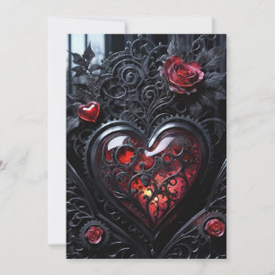 Cartão De Festividades Valentine Steampunk Gótico Corações de Engrenagem