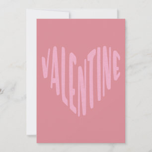 Cartão De Festividades Valentine Tipografia Moderna Coração Rosa