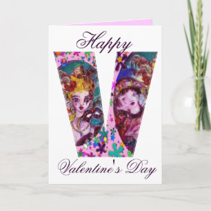 CARTÃO DE FESTIVIDADES VALENTINE VENETIAN MASQUERADE MONOGRAM V LETTER