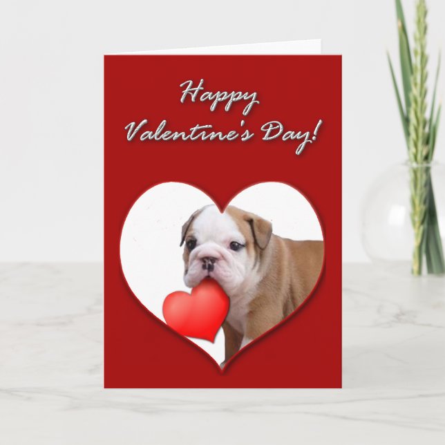 Cartão De Festividades Valentine's bulldog puppy Card (Frente)