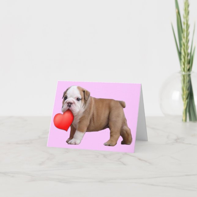 Cartão De Festividades Valentines Bulldog puppy notecard (Frente)