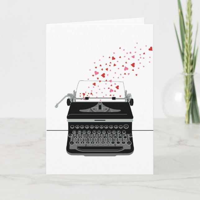 Cartão De Festividades Valentine's Card - Retro Typewriter (Frente)