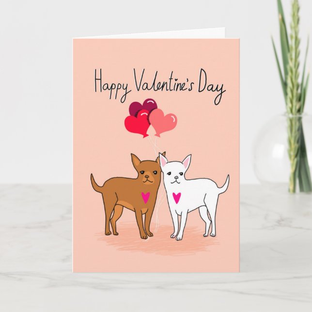 Cartão De Festividades Valentines Chihuahua Card - cute dogs (Frente)