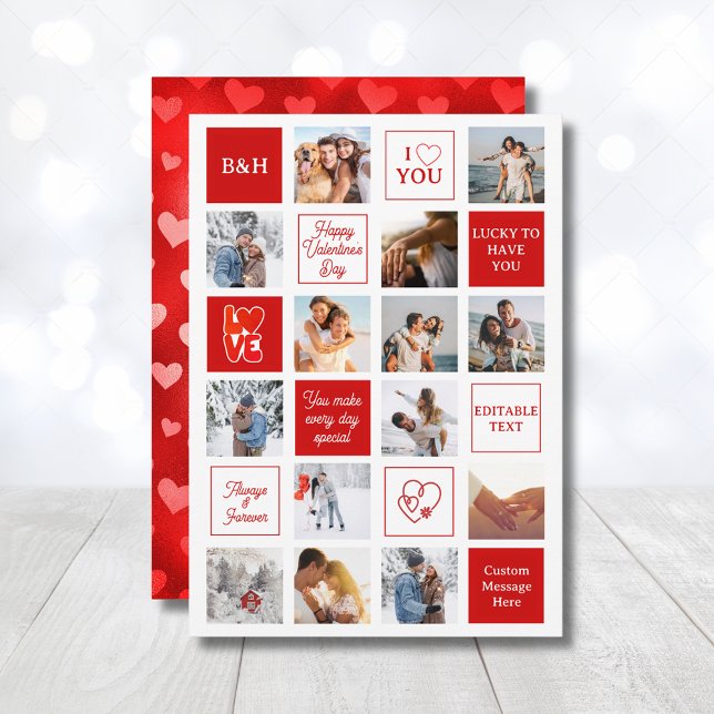 Cartão De Festividades Valentine's Day 14 Photo Collage Custom Girlfriend (Valentine's Day 14 Photo Collage Custom Girlfriend Holiday Card
)
