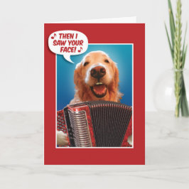 Cartão De Festividades Valentines Day Accordion-Playing Golden Retriever