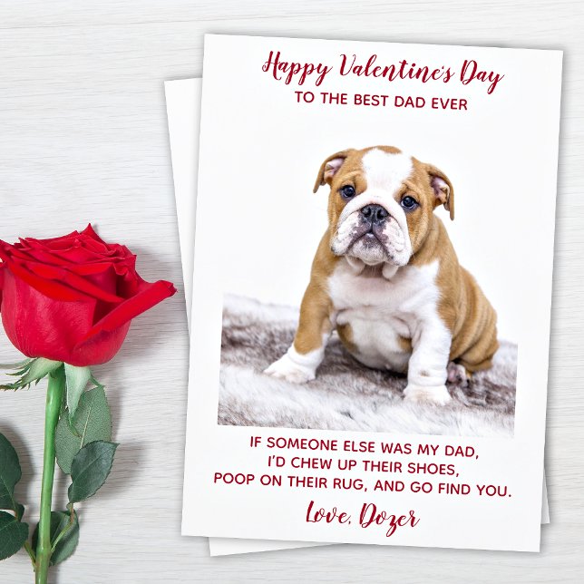 Cartão De Festividades Valentines Day Best Dad Ever Custom Pet Dog Photo (Criador carregado)