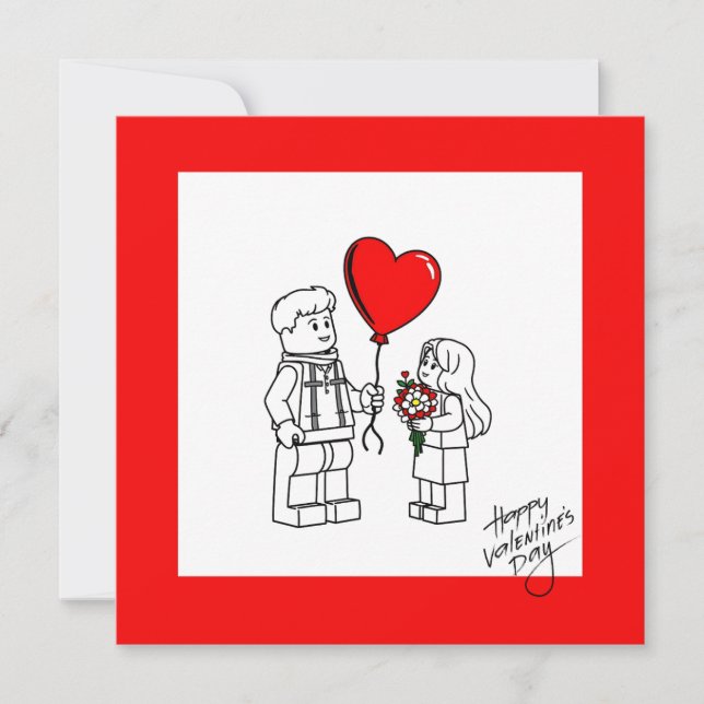 Cartão De Festividades Valentines Day Card Building Blocks (Frente)