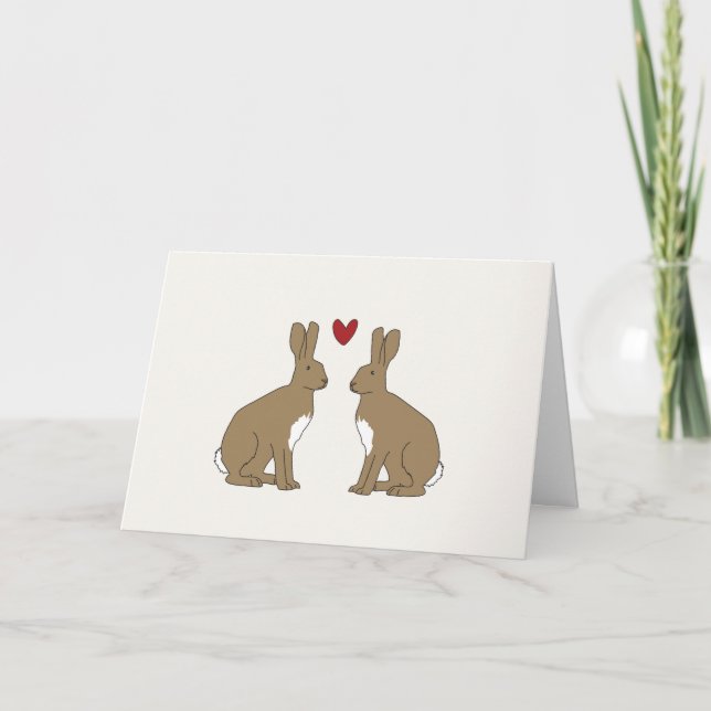 Cartão De Festividades Valentine's Day Card Cute Rabbits (Frente)