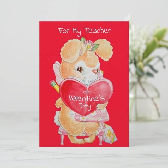 Cartão De Festividades Valentine's Day Card for a Good Teacher (Em pé/Frente)