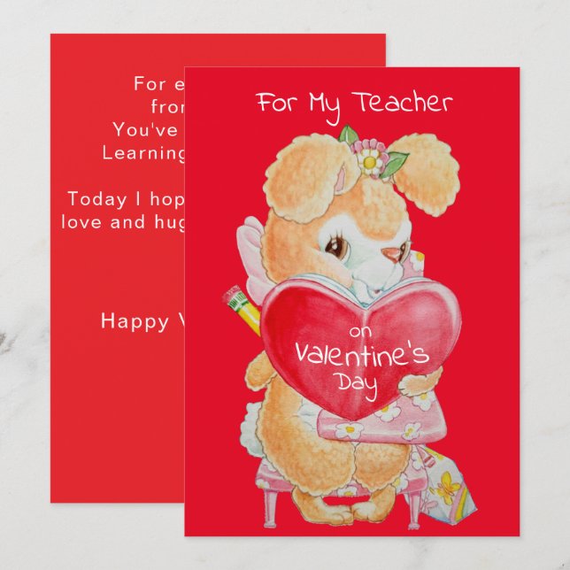 Cartão De Festividades Valentine's Day Card for a Good Teacher (Frente/Verso)
