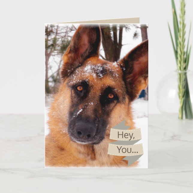 Cartão De Festividades Valentine's Day Card with German Shepherd (Frente)