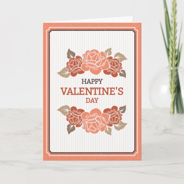 Cartão De Festividades Valentine's Day Card With Roses (Frente)