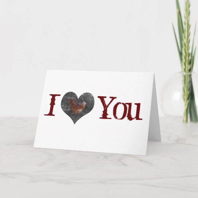 Cartão De Festividades Valentine's Day Chicken Card (Frente)