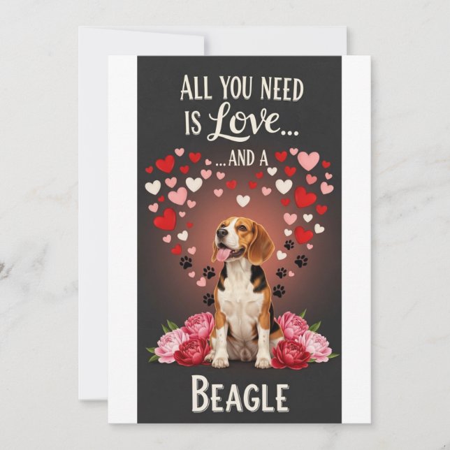Cartão De Festividades Valentine's Day Cute beagle Photo Cuddle  (Frente)