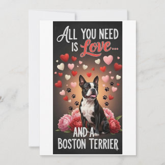 Cartão De Festividades Valentine's Day cute boston terrier dog Photo  