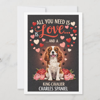 Cartão De Festividades Valentine's Day cute king cavalier charles spaniel