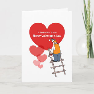Cartão De Festividades Valentine's Day Dad And Mom Cards, Red Hearts