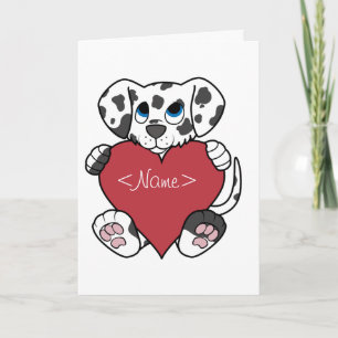 Cartão De Festividades Valentine's Day Dalmatian Dog with Red Heart
