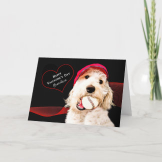 CARTÃO DE FESTIVIDADES VALENTINE'S DAY - GRANDSON - DOG WITH BASEBALL