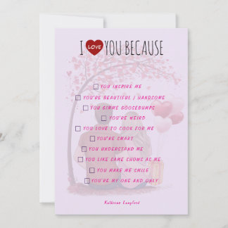Cartão De Festividades Valentine's Day Greeting Card - I Love You Because