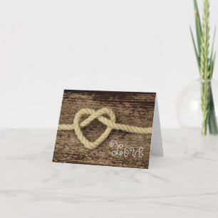 Cartão De Festividades Valentine's Day Heart Rope Rustic Love
