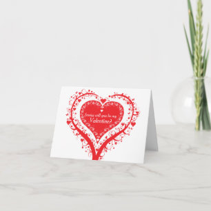 Cartão De Festividades Valentines day heart tree red white card