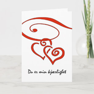 Cartão De Festividades Valentine's Day in Norwegian, Swirling Hearts