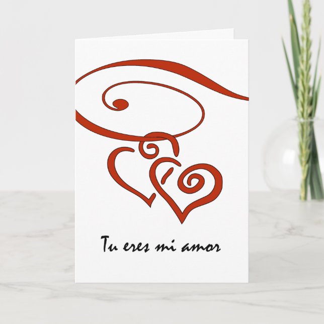 Cartão De Festividades Valentine's Day in Spanish, Hearts Swirl Together (Frente)