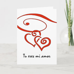 Cartão De Festividades Valentine's Day in Spanish, Hearts Swirl Together