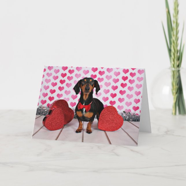 Cartão De Festividades Valentine's Day - Leikos - Dachshund (Frente)