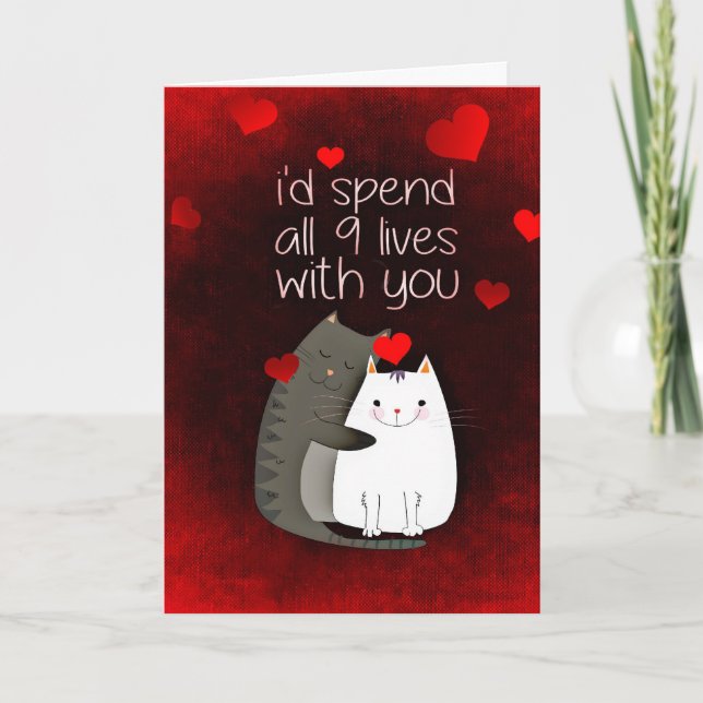 Cartão De Festividades Valentine's Day Love Cats Card (Frente)