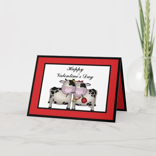 Cartão De Festividades Valentine's Day Love Cows Greeting card (Frente)