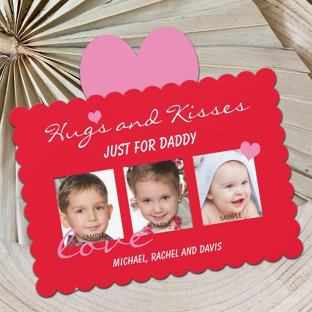Cartão De Festividades Valentine's Day Photo Card for Daddy Hugs (Criador carregado)