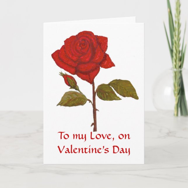 Cartão De Festividades Valentine's Day Red Rose Card. Personalize it. (Frente)