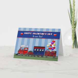 Cartão De Festividades VALENTINE'S DAY - Son - Train- Heart Balloons