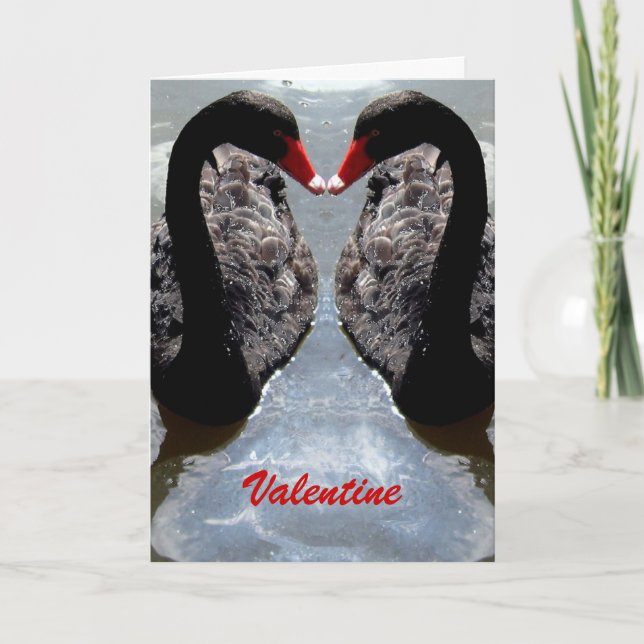 Cartão De Festividades Valentine's Day Swans Greeting Card (Frente)