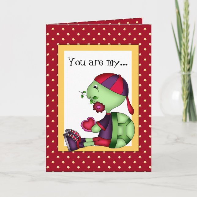 Cartão De Festividades Valentine's Day Turtle greeting card (Frente)