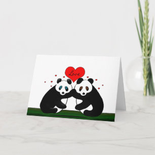 Cartão De Festividades Valentine's DAy - Two Panda Bears In Love