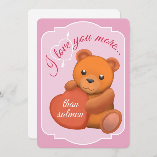 Cartão De Festividades Valentines Flat Card Cute Brown Bear (Frente/Verso)
