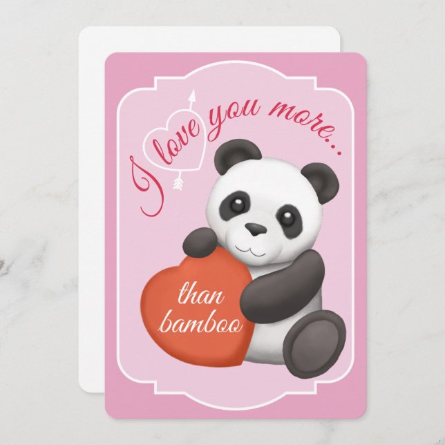 Cartão De Festividades Valentines Flat Card Cute Panda (Frente/Verso)