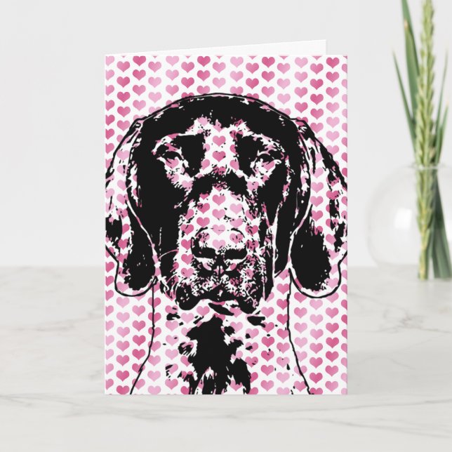 Cartão De Festividades Valentines German Shorthair Pointer Dog Silhouette (Frente)