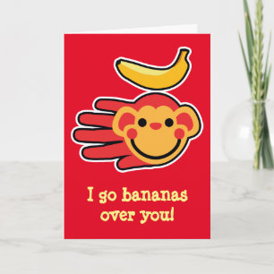 Cartão De Festividades Valentine's monkey I go bananas over you