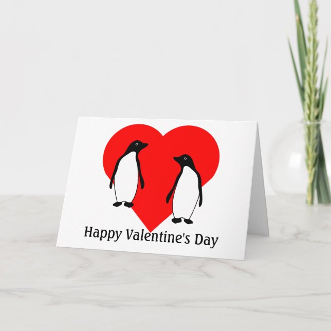 Cartão De Festividades Valentines Penguin Love Couple Greeting Card (Frente)